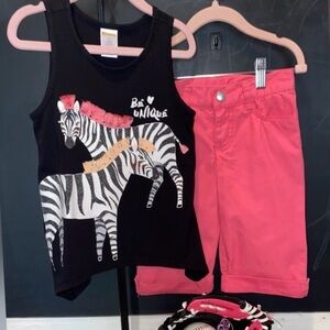 🦓Gymboree Zebra Tank and Coral Capri Set